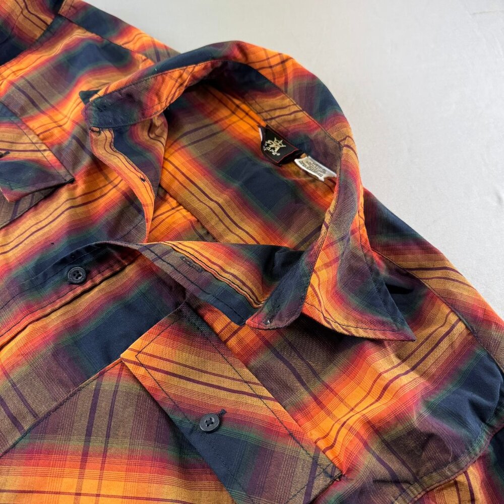 Red Ape Plaid Orange Black Button Down Shirt Men’s size 3X Casual